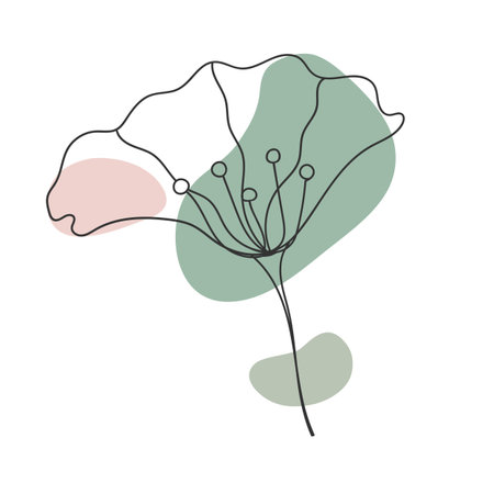 Minimalists doodle flower painted with colored shapes. Vector illustrationのイラスト素材