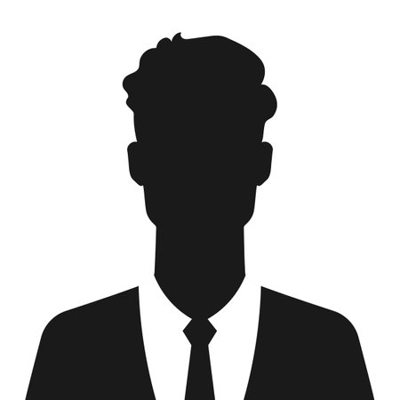 Man silhouette in suit and tie. Abstract male avatar emblem. Vector illustrationのイラスト素材