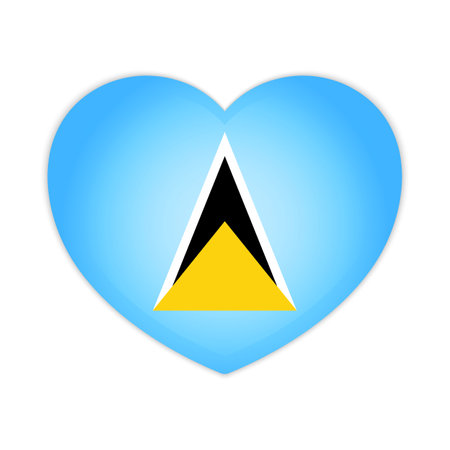Saint Lucia heart badge icon. Saint Lucia national flag button. Vector illustrationのイラスト素材