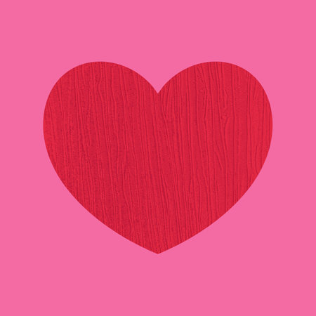 Textured red heart icon on pink background. Red heart with fabric textile texture. Vector illustrationのイラスト素材