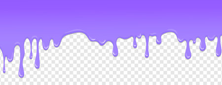 Dripping purple liquid paint on transparent background. Flowing paint fluid. Vector illustrationのイラスト素材