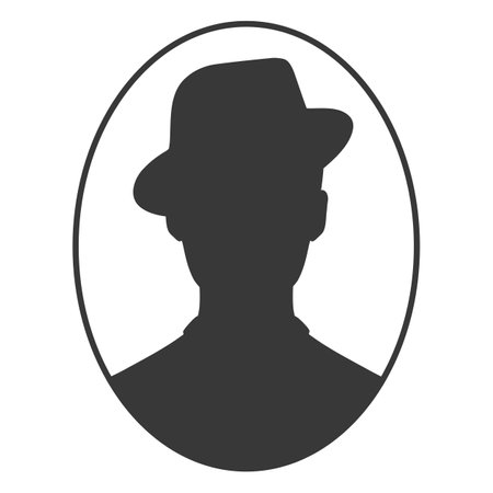 Silhouette of a man in a hat. Vector illustrationのイラスト素材