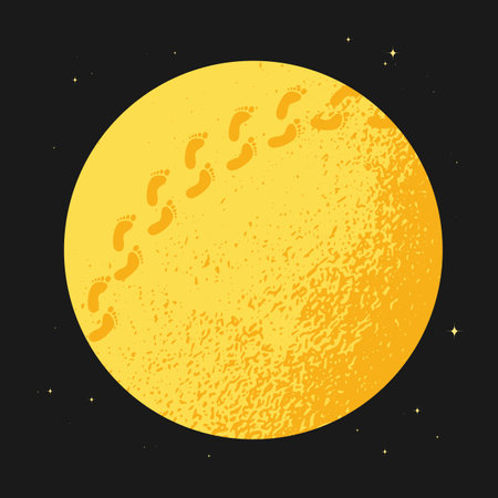 Footprints isolated on the Moon. Vector illustrationのイラスト素材