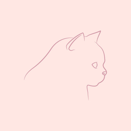 Outline of a cat face, side view. Sketch of a cat head in profile. Vector illustrationのイラスト素材