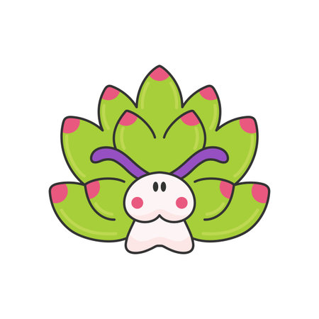 Cute Sea slug Leaf sheep icon. Costasiella kuroshimae nudibranch mollusk. Vector illustrationのイラスト素材