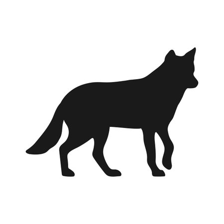 Standing dog silhouette isolated on white background. Pet animal silhouette. Vector illustrationのイラスト素材