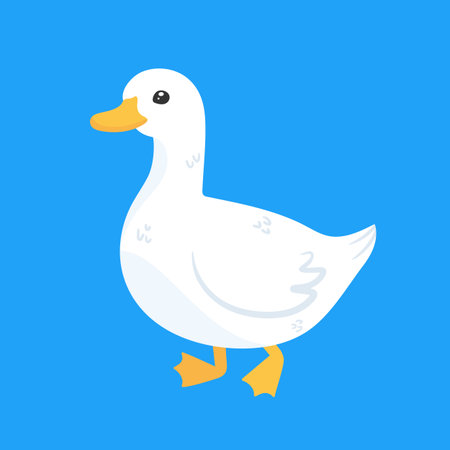 Cute hand drawn white duck character. Vector illustrationのイラスト素材