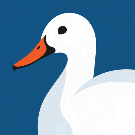 White duck close up portrait. Vector illustrationのイラスト素材