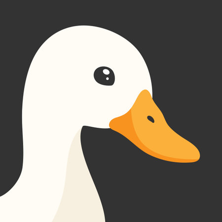 Cute white peeking duck head. Curious duck face. Vector illustrationのイラスト素材