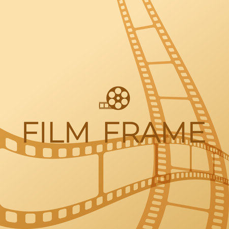 Minimalist square film frame template with film strips. Cinema template. Vector illustrationのイラスト素材