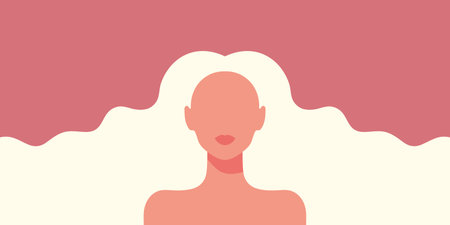 Abstract woman with long flowing blond hair. Woman with long blonde hair. Minimalist template for beauty salon, hair salon, Womens Dayのイラスト素材