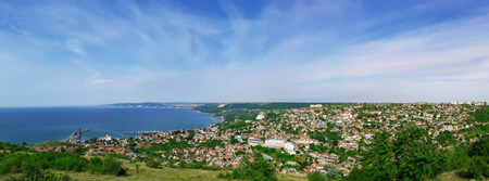 Beautiful panorama of the coast of the Black Sea in Balchik city, Bulgaria. Vacation trip, travel conceptの写真素材