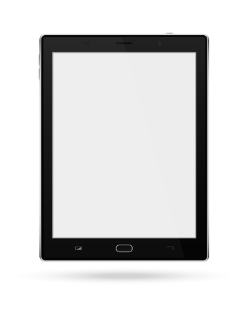 Realistic tablet pc computer gadget with blank screen isolated on white background. Vector illustration.のイラスト素材