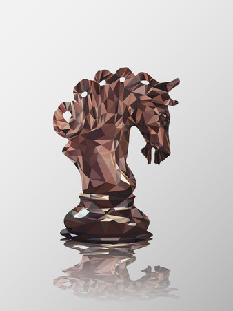 Low poly 3d design of knight chess piece. Vector triangulation with reflection.のイラスト素材