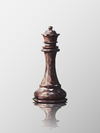 Low poly 3d design of queen chess piece. Vector triangulation with reflection.のイラスト素材