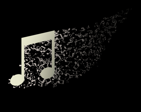 Monochrome illustration with abstract music notesの写真素材