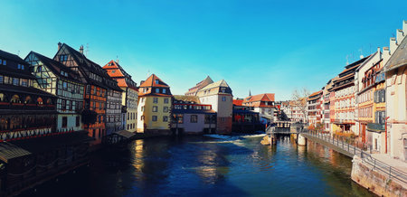 Traditional half-timbered houses on picturesque canals in La Petite France