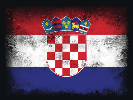 Croatia Flag design composition of exploding powder and paint, isolated on a black background for copy space.の写真素材