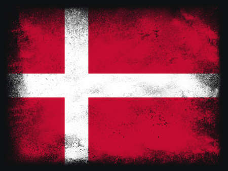 Denmark Flag design composition of exploding powder and paint, isolated on a black background for copy space.の写真素材
