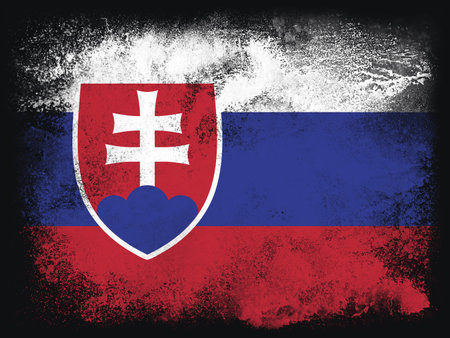 Slovakia Flag design composition of exploding powder and paint, isolated on a black background for copy space.の写真素材