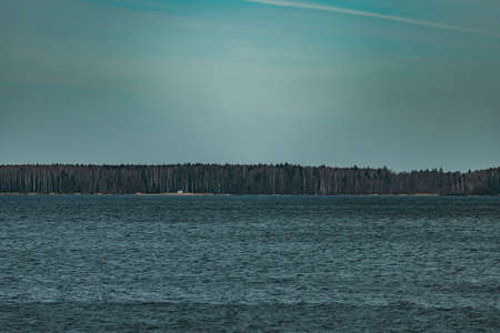 Lonely island in the middle of the Baltic Sea in Poland.の写真素材