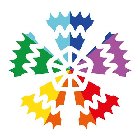 Rainbow Ray Flower Dianthus Flat Vector Icon for Printing Clockwise C, D, E, F, G, A, Bのイラスト素材