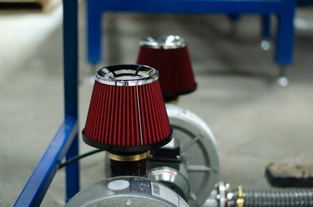 Air filter, industrial engine in factoryの写真素材