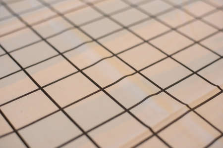 A White tablecloth with black grid stripesの写真素材