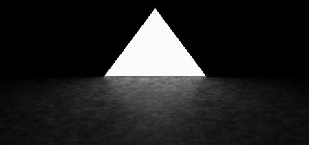 Glowing pyramid on dark background