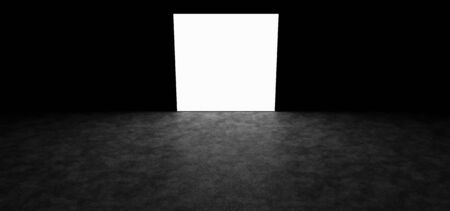 Glowing square in a dark roomの写真素材