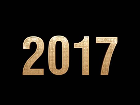 New Year. Golden numbers 2017 on a black background. Isolated on black. 3D renderの写真素材