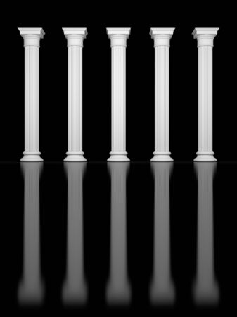 Colonnade of the classic columns in a dark space. 3D Renderの写真素材