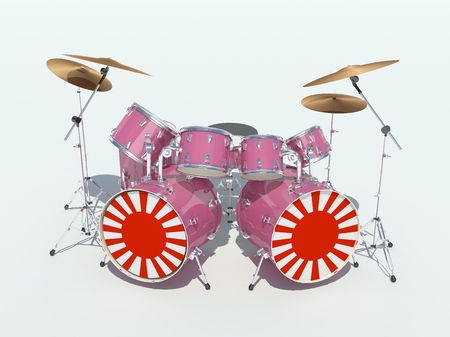 Drums with the Japanese flagの写真素材