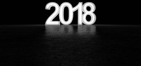 Happy new year 2018. Glowing numbersの写真素材