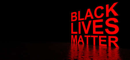 The word BLACK LIVES MATTER glows in the dark space. 3D rendering.の写真素材