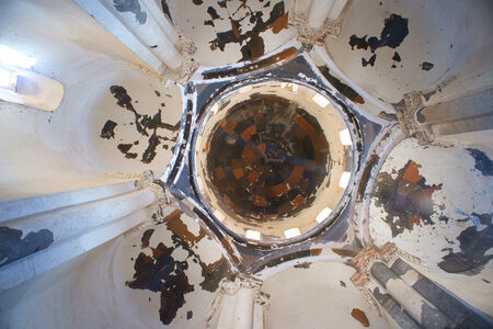 Central dome in an old armenian church in Ani, Turkey のeditorial素材