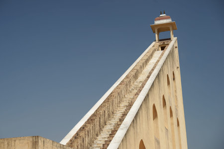 Sun-dial tower Jantar Mantar, in Jaipur, Indiaの写真素材