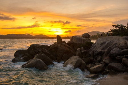 The Rock Hin Ta and Hin Yai from Thailand Island of Koh Samui. The picturesque pile of rocks on the...