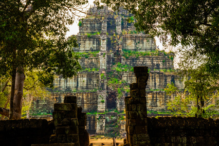Pyramid of ancient complex Koh Ker in Cambodiaの写真素材