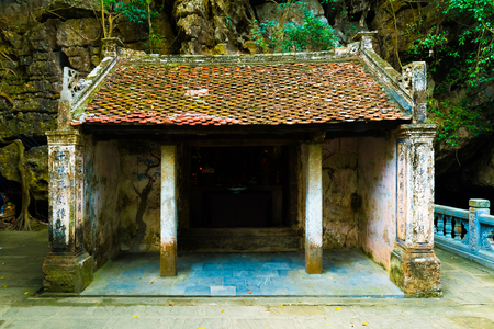 Mysterious temple of Trang An Landscape in Ninh Binh in Vietnamの写真素材