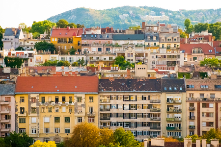 Budapest panorama of many buildings, cityscape of the Budapest inHungaryの写真素材