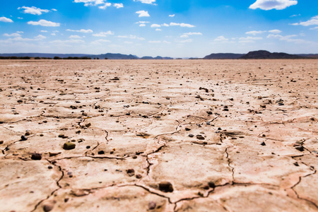 Dry cracked desert, Sahara desert, Merzouga, Morocco in Africaの写真素材