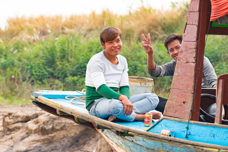 TONLE SAP LAKE SIEM REAP, CAMBODIA, February 2 2018: Unidentified tourists travel on Tourist boats at Tonle Sap Lake , Siem Reap Cambodiaのeditorial素材