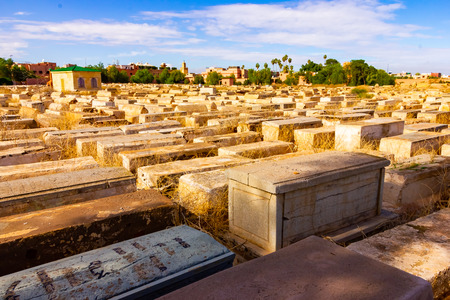 Jewish cemetery in ancient old medina, Marrakech, Morocco, Africaの写真素材