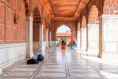 DELHI, INDIA, MAR 29 2019 - Jama Masjid mosque in the center of Delhi, Indiaのeditorial素材
