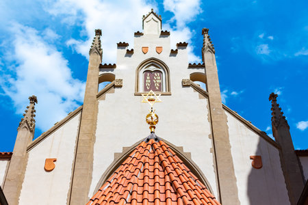 View of the historical Maisel Synagogue of Jewish Quarter in Prague in Czech Republic