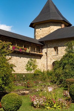 Gorgeous summer scene of Sucevita Monastery, a Spectacular morning view of Eastern Orthodox Church,...