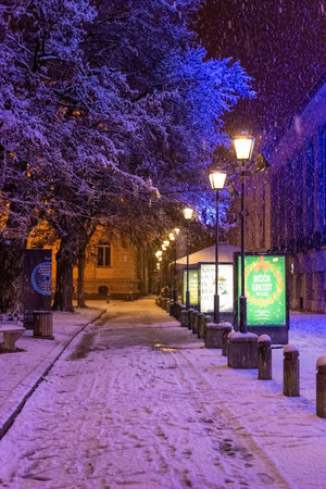 Christmas winter night at Maribor City, Slovenia.