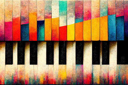 Abstract colorful paino keyboard keys as wallpaper background illustrationの写真素材