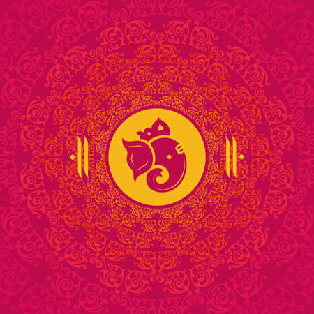 illustration of Lord Ganpati for Ganesh Chaturthi festival of India, Ganpati Bappa Morya backgroundのイラスト素材